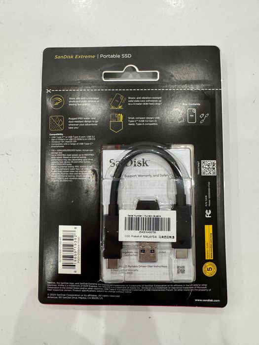 Найкраща ціна SSD Накопичувач SSD USB 3.2 1TB SanDisk SDSSDE61-1T00 Новий 1050 MB/с 1000 Гб