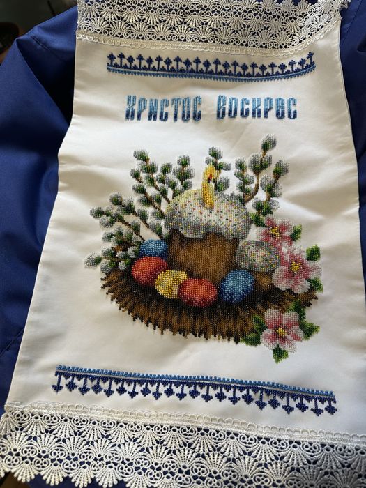 Вишиті пасхальні рушники бісером