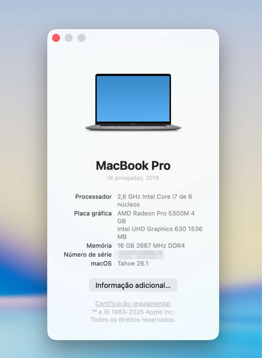 Macbook Pro 16”, 2019, 16/512