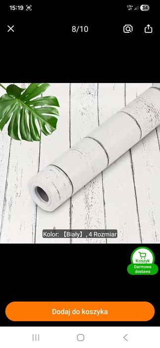 5 rolek tapety samoprzylepnej białe deski 45 cm × 10 m Temu