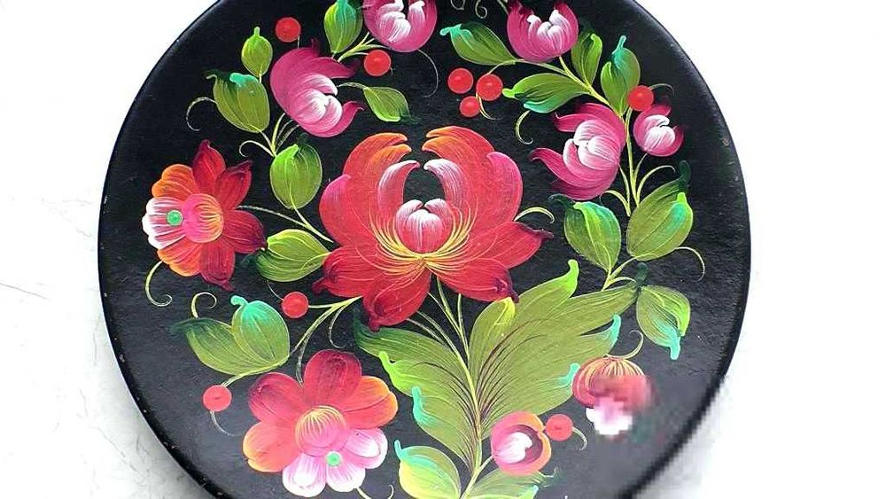 Сувенірна декоративна деревяна тарілка Петриківський Розпис " СРСР