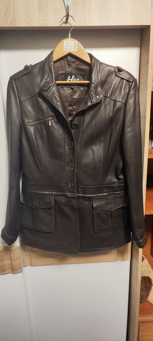 Курточка кожаная, пиджак, жакет,коричневая, две длины, 4XL