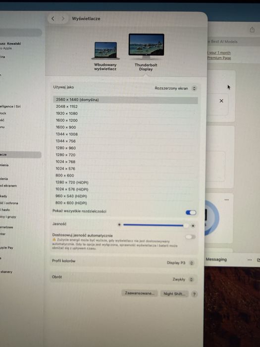 Apple Thunderbolt Display 27” 2560x1440px (WQHD) - idealny stan