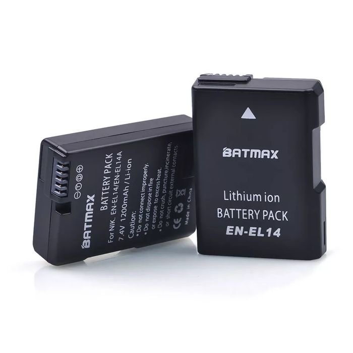 2 Batteries + Charger for Nikon EN-EL14 Series (D3000, D5000, Coolpix P7000)64741314962050121
