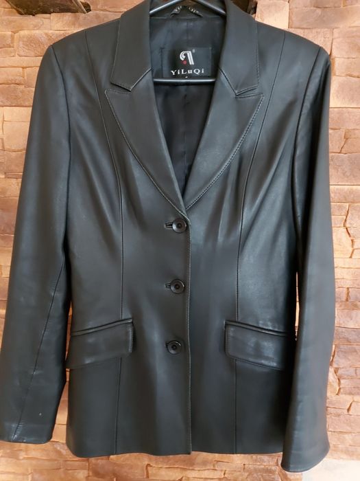 Кожаный пиджак 44 размер