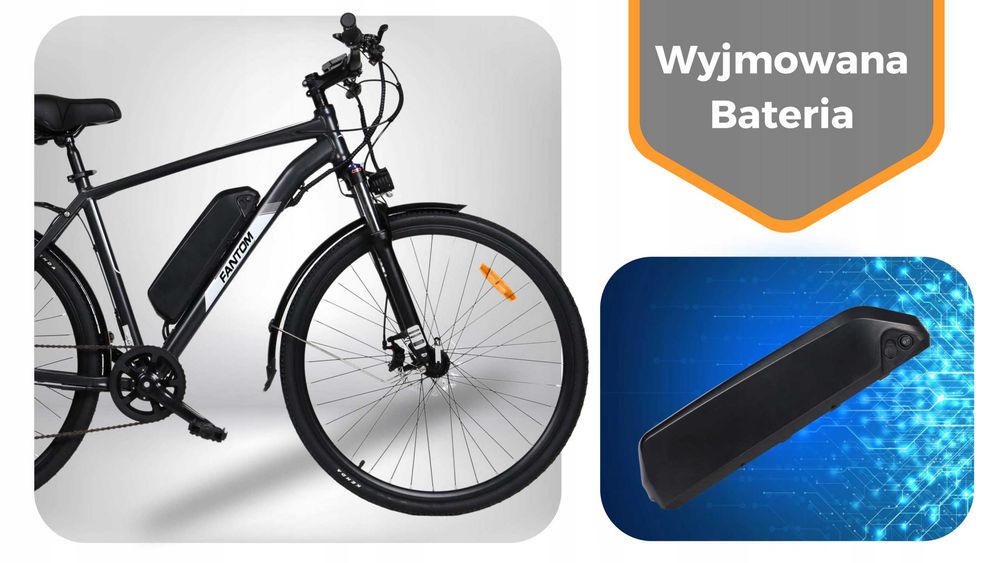 ROWER ELEKTRYCZNY męski 28 trekkingowy ZE WSPOMAGANIEM 60-70km Shimano