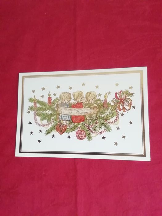 Postal de natal, pintado com a boca