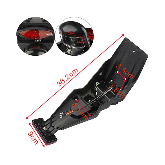 Guarda-lamas traseiro universal com luz LED e suporte para matrícula