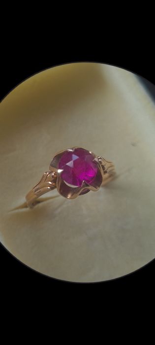 Suoer okazja! Złoty pierścionek 14K pr. 583 z rubinem vintage ZSRR 3,22g