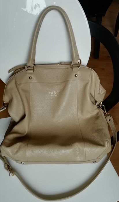 skórzana beżowa duża torba, shopperka, Ewa Minge FemeStage, A4