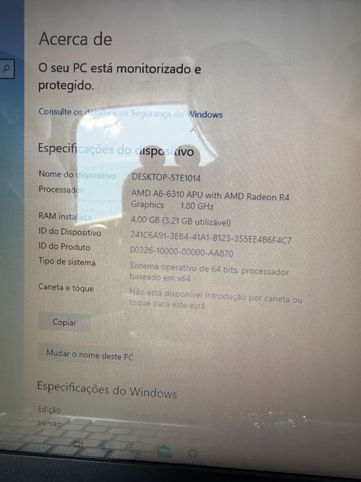 Portatil acer a funcionar