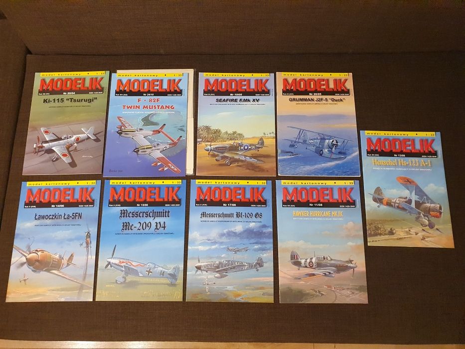 9 modeli kartonowych wyd. Modelik J2F-5 "Duck" i inne