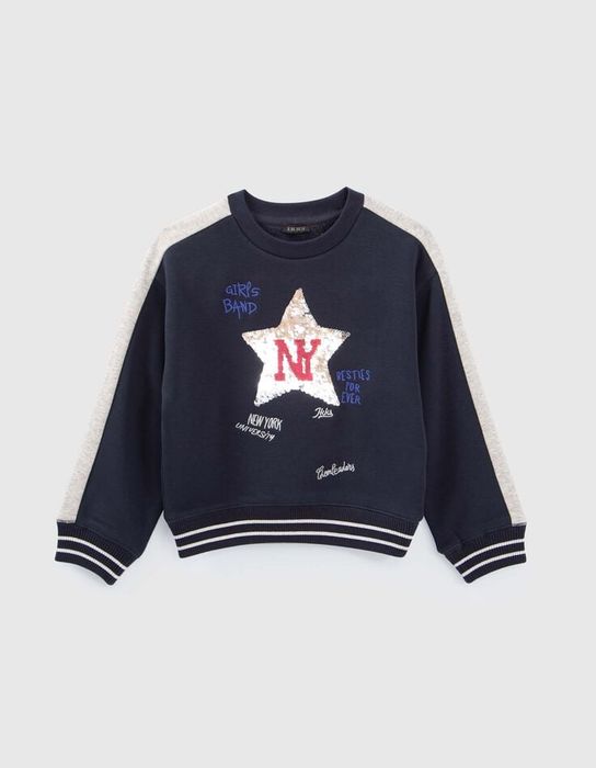 Bluza granatowa z cekinami i haftem Ikks 140