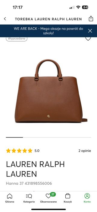 Lauren Ralph Laureh torebka Hanna 37 skóra