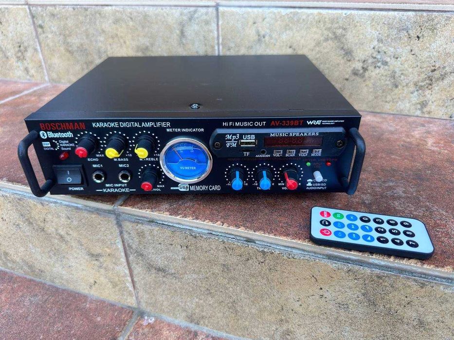 Підсилювач звуку для колонок. Підсилювач автомобільний 2x150W  12V 220V Bluetooth Караоке.‼️