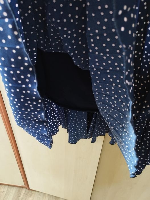 Granatowa sukienka w groszki kropki 44 xxl