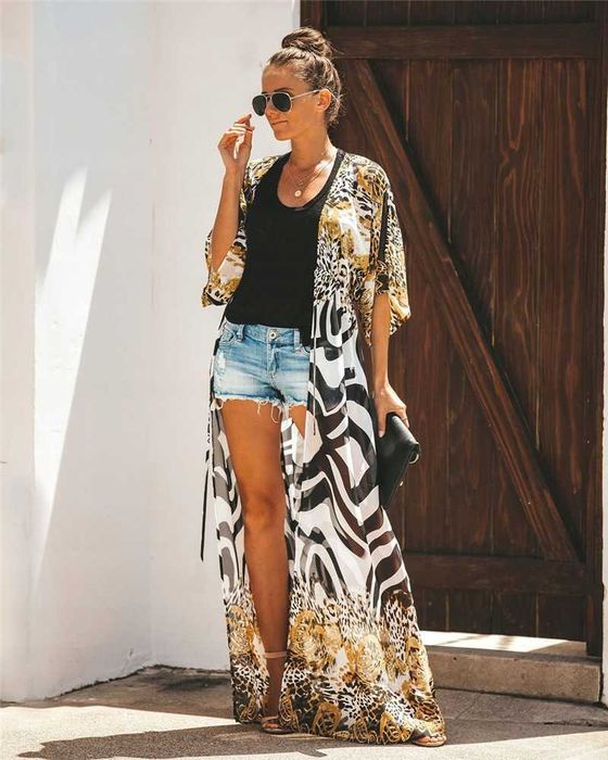 Pareo plażowe narzutka na lato z paskiem