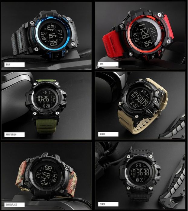 Wojskowy Zegarek Męski Skmei S-shock Wodoodporny Nowy Model Duży Ekran