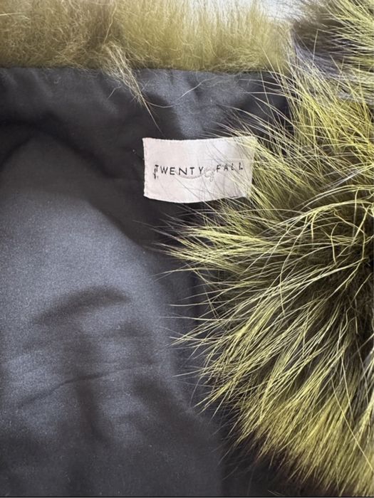 Piękne futro z lisów lisa zielono-czarne Twenty Fall r.XS/S 34/36