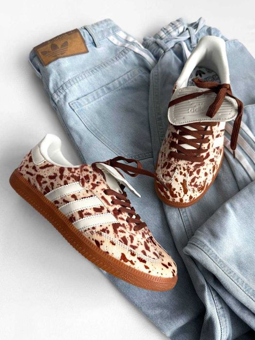 Женские кроссовки Adidas Samba LT Cow Print Brown White 36-41 Хит! Топ