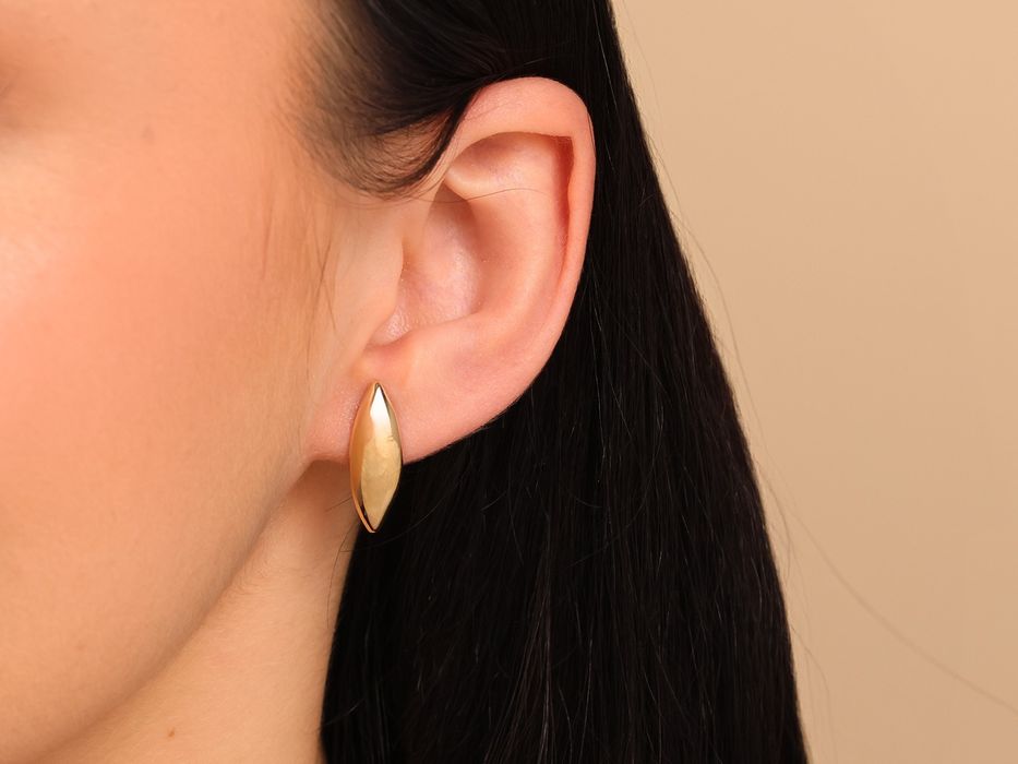 Złote kolczyki owalne błyszczące PR 585