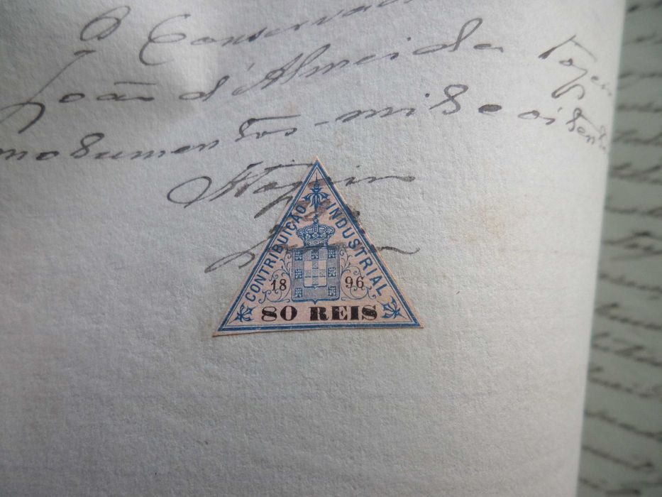 Documento Manuscrito 'Certificado' Selado , ano 1896, Marca de Água