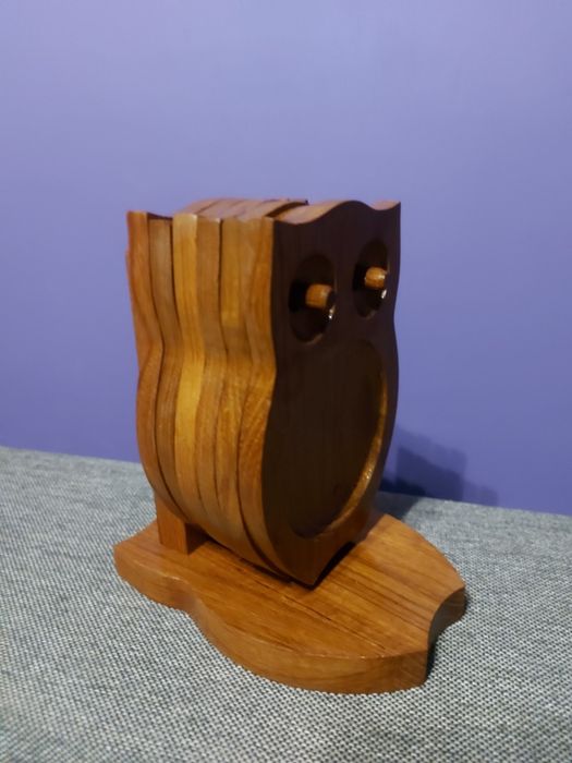 Podkladki pod szklankę  drewniane sowa