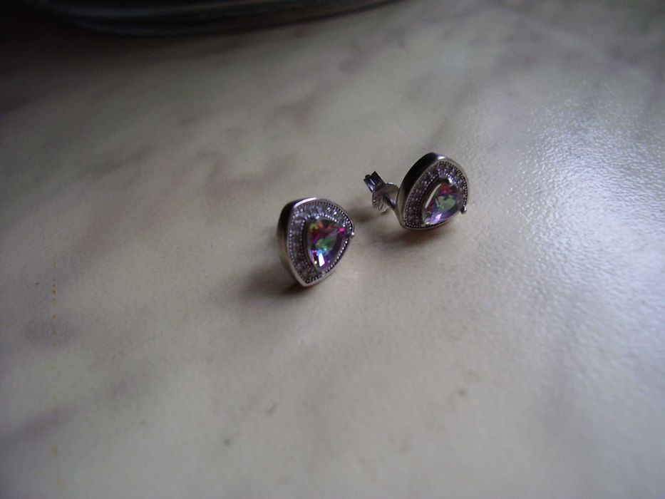 srebrne kolczyki pr.925 - topaz mistyczny-piękne