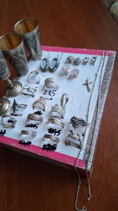 Серебро рюмки кольца  серьги