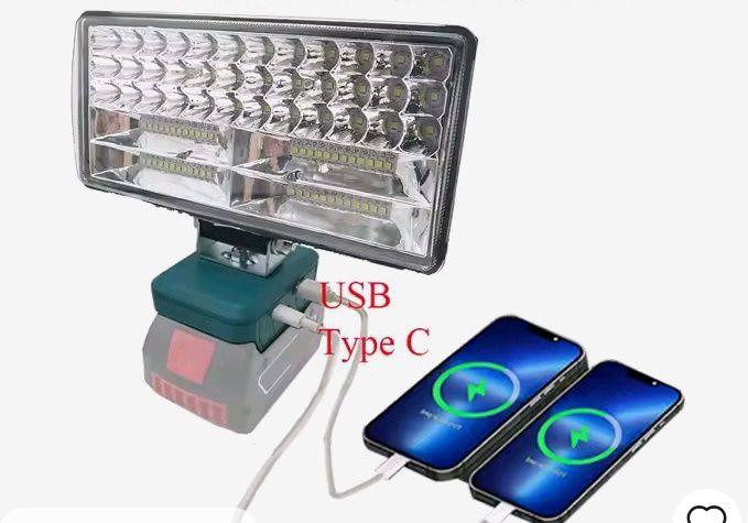 Мощный фонарь прожектор на акум  Макита с ЮСБ портами