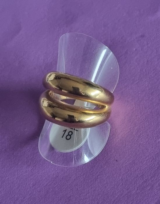 Anel dourado, em aço inoxidável, tamanho 18