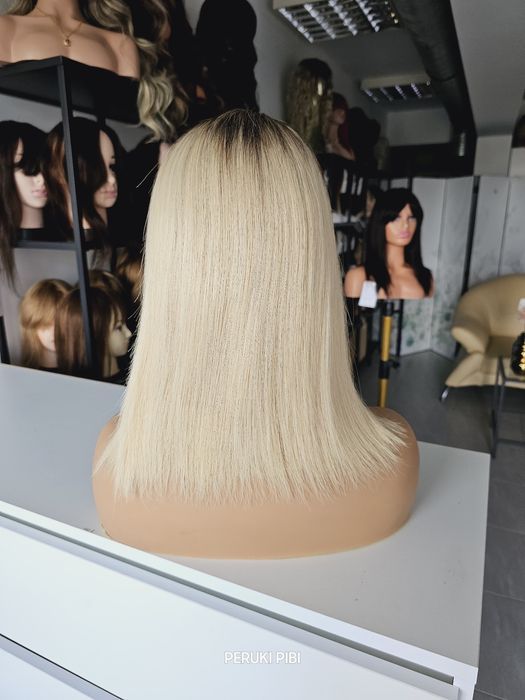 Peruka z włosów naturalnych jasny blond odrost Kasia lace front