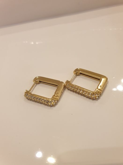 Nowe złote diamentowe kolczyki Aisadi stal chirurgiczna 2,2 cm