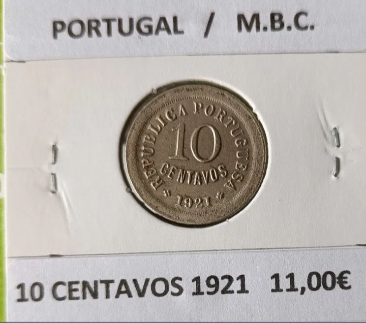 4 Moedas de 10 centavos da primeira República Portuguesa