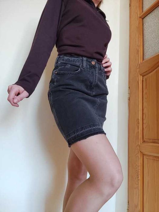 Ciemnoszara spódnica jeansowa damska xs s