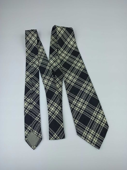Mac Killog czarny wełniany krawat w kratkę wcz94