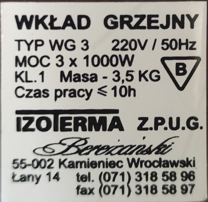 Grzałka  elektryczna do pieca kaflowego