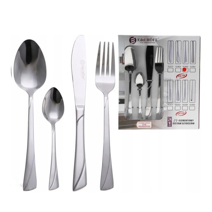 Komplet sztućce 6 osób 24 szt EdelHöff stal nierdzewna 18/10 satyna