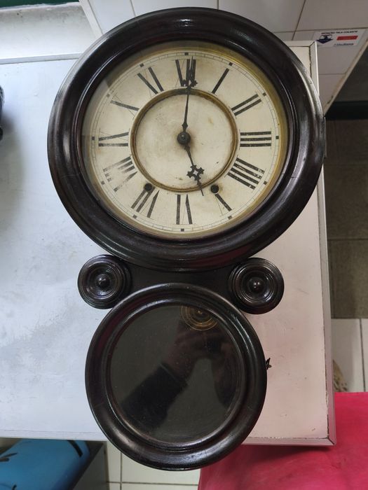 Relógio de parede antigo ANSONIA – mecânico, a necessitar de revisão