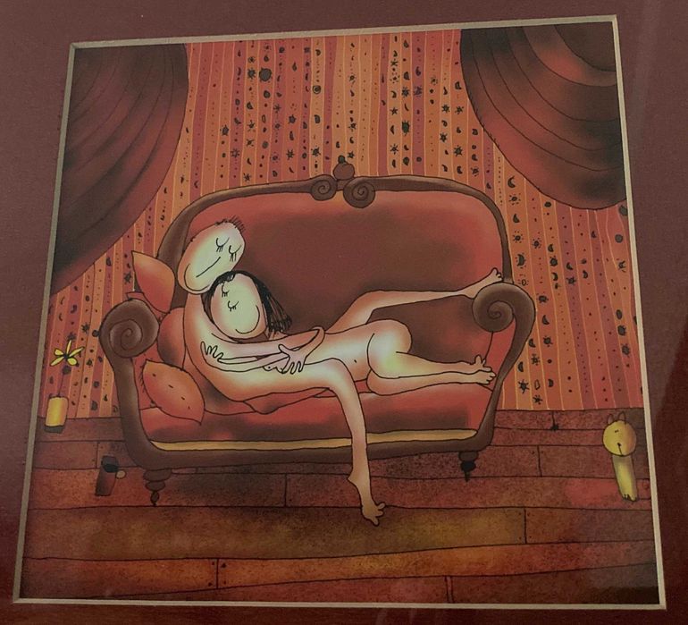 "Czerwona sofa" - obraz na płótnie