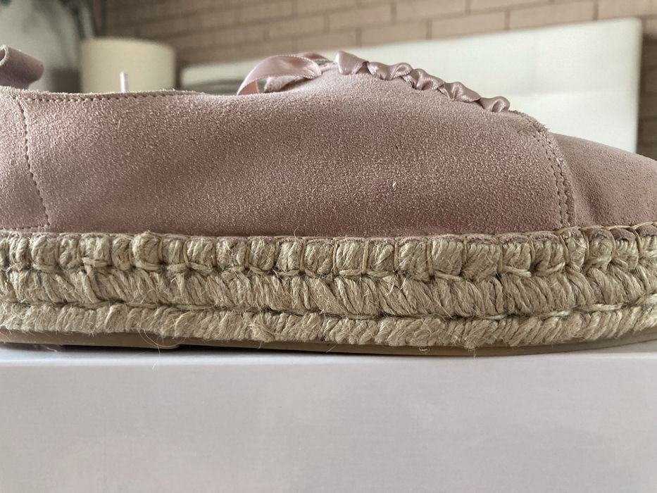 Eva Minge NOWE buty sznurowane espadryle rozm.37 pudrowy róż