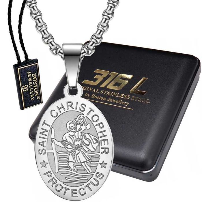 Srebrny Łańcuszek Z Medalikiem Ze Świętym Krzysztofem SPLOT KRÓLEWSKI