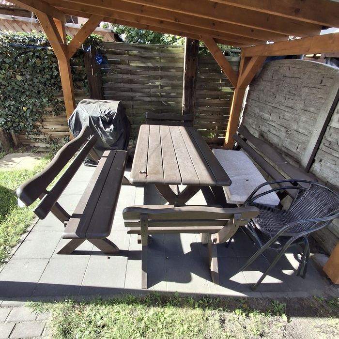 Meble ogrodowe stol z lawkami