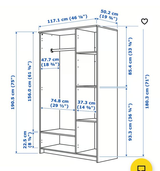 Roupeiro ikea 3 portas em otimo estado
