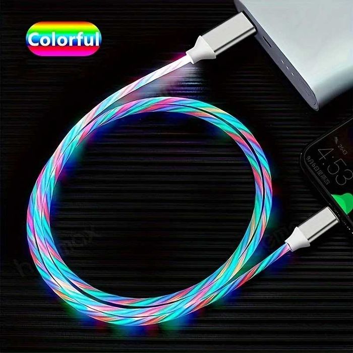 INNOWACYJNY kabel usb do usb-c podświetlenie LED 1m