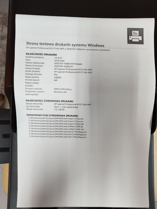 Drukarka laserowa HP laserjet M1217 nfw MFP