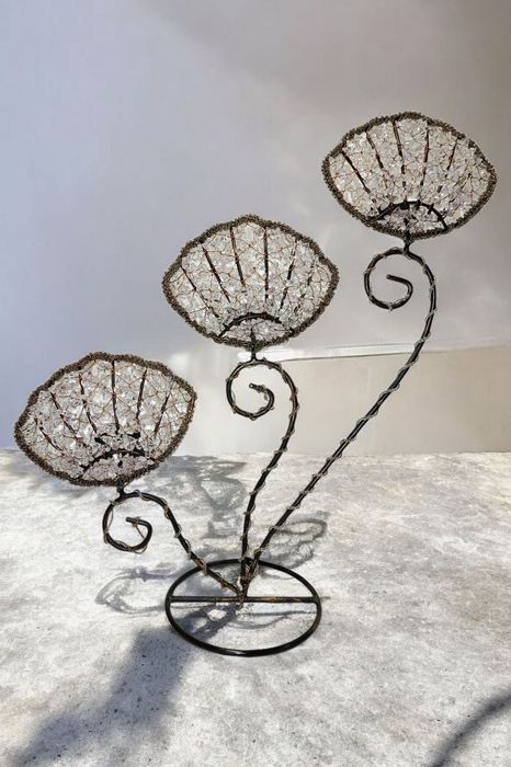 Декоративный подсвечник, металл, кристаллы, бисер