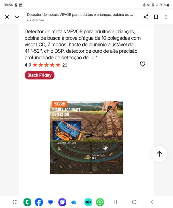 Detectore de metais Vevor novo