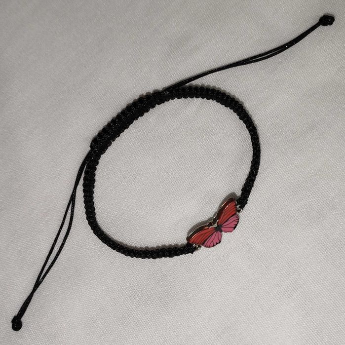 B218 Bransoletka Motyl makrama pleciona Handmade Rękodzieło