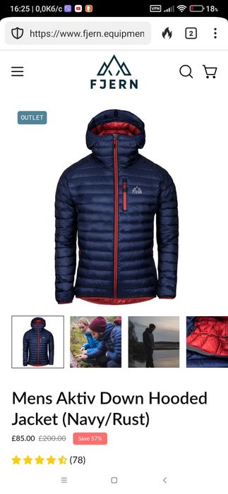 FJERN  AKTIV  Down Hooded Jacket 90/10 ,700Fill power.